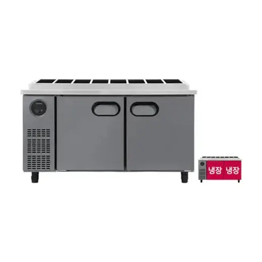 [스타리온] 업소용 테이블 김밥토핑 냉장고 1500 1/4 밧드 앞작업대 내부스텐 SR-G15EIEVH